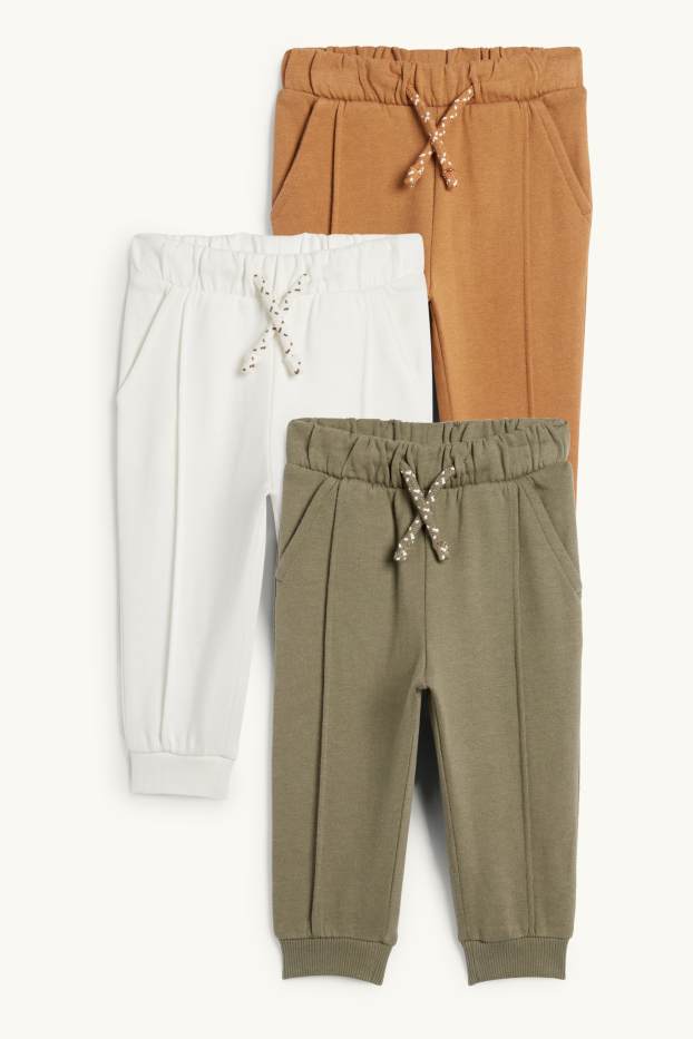 Neonati - Confezione da 3 - pantaloni sportivi neonati - bianco / verde