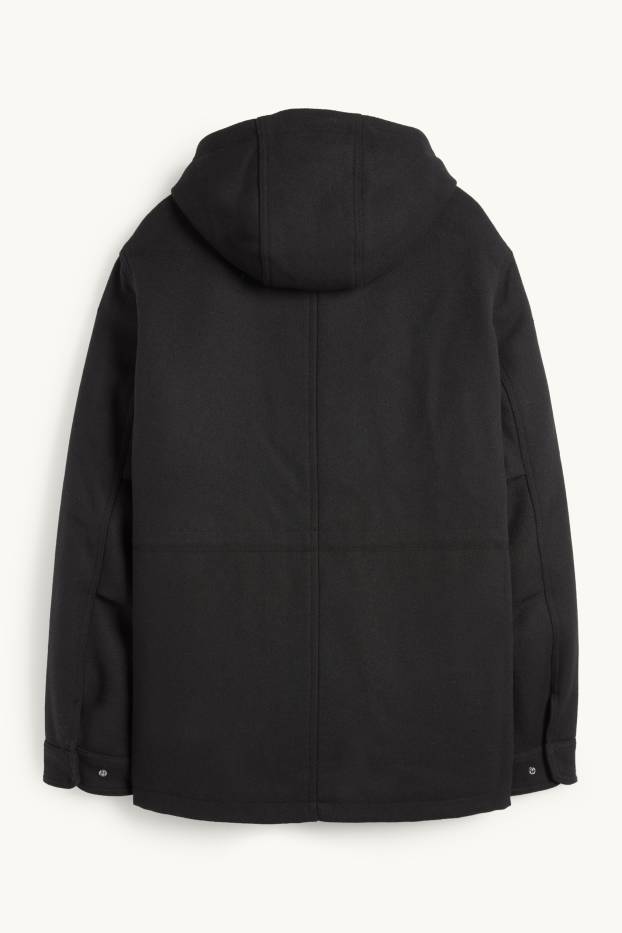 Hommes - Parka à capuche - rembourrée - noir