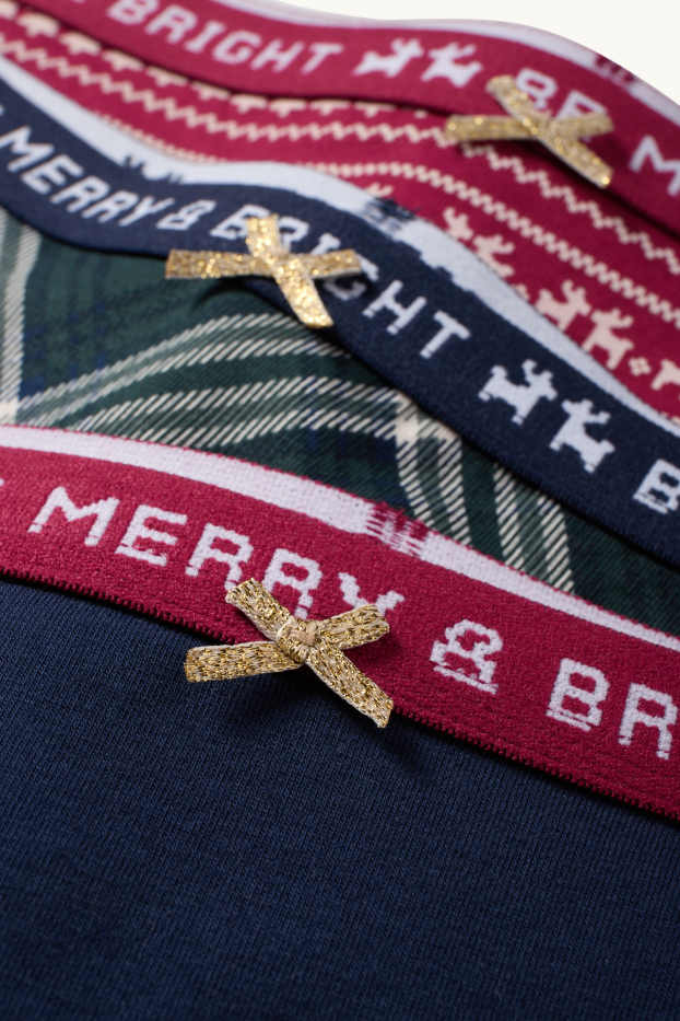 Kinderen: meisjes - Set van 3 - boxershorts voor de kerst - donkerblauw