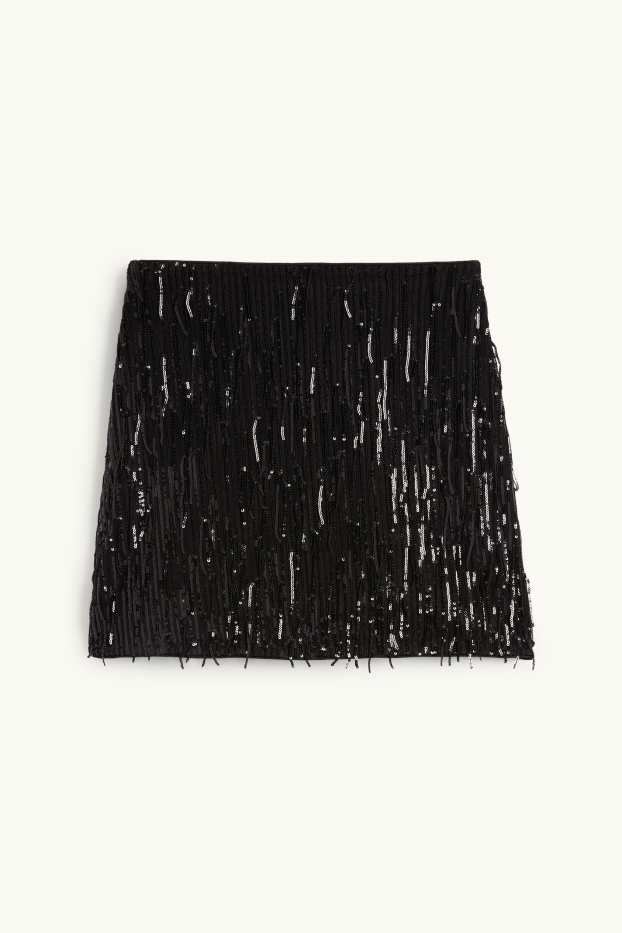 Donna - Minigonna di paillettes - nero