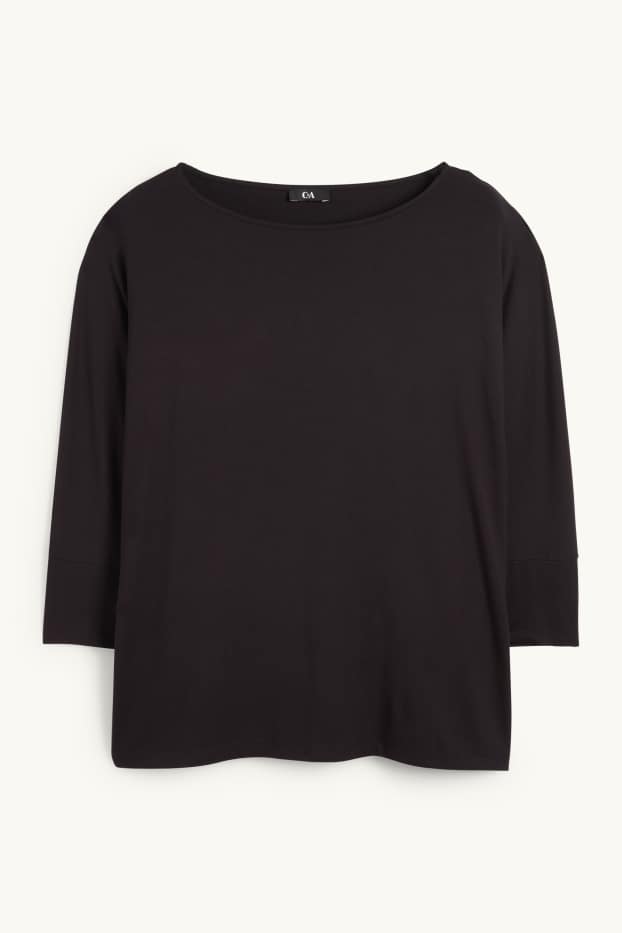 Damen - Langarmshirt - Regular Fit - schwarz