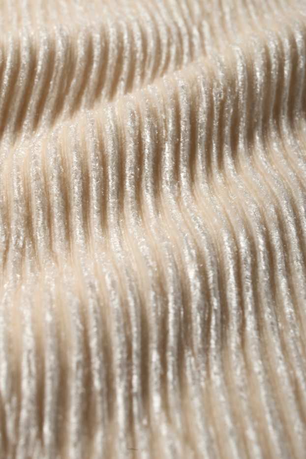 Femmes - T-shirt en velours - regular fit - finition texturée - beige