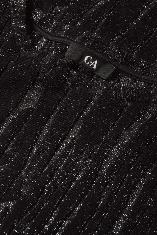 Dona - Samarreta de màniga llarga - regular fit - acanalada - negre