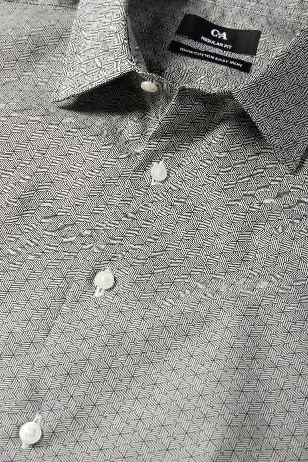 Men - Business shirt - regular fit - Kent collar - easy-iron - patterned - gray