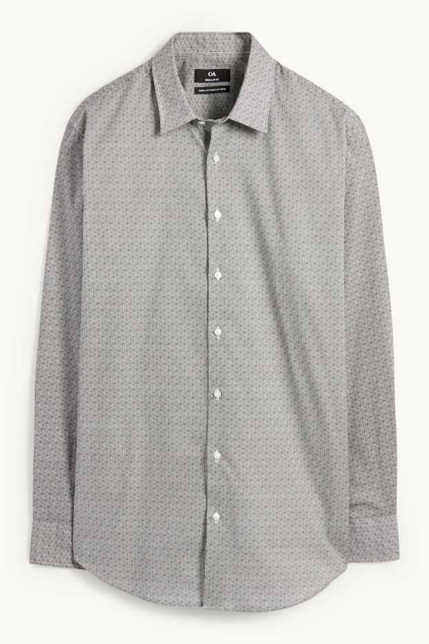 Men - Business shirt - regular fit - Kent collar - easy-iron - patterned - gray