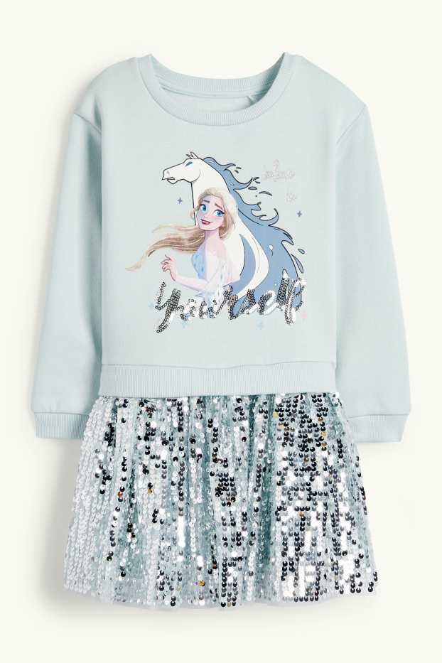 Children Girls - Frozen - dress - 2-in-1 look - light turquoise