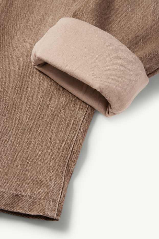 Kinder Buben - Loose Fit Jeans - Thermojeans - grau-braun
