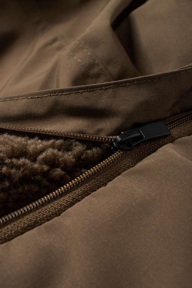 Hommes - Veste à capuche - doublée - finition déperlante - marron