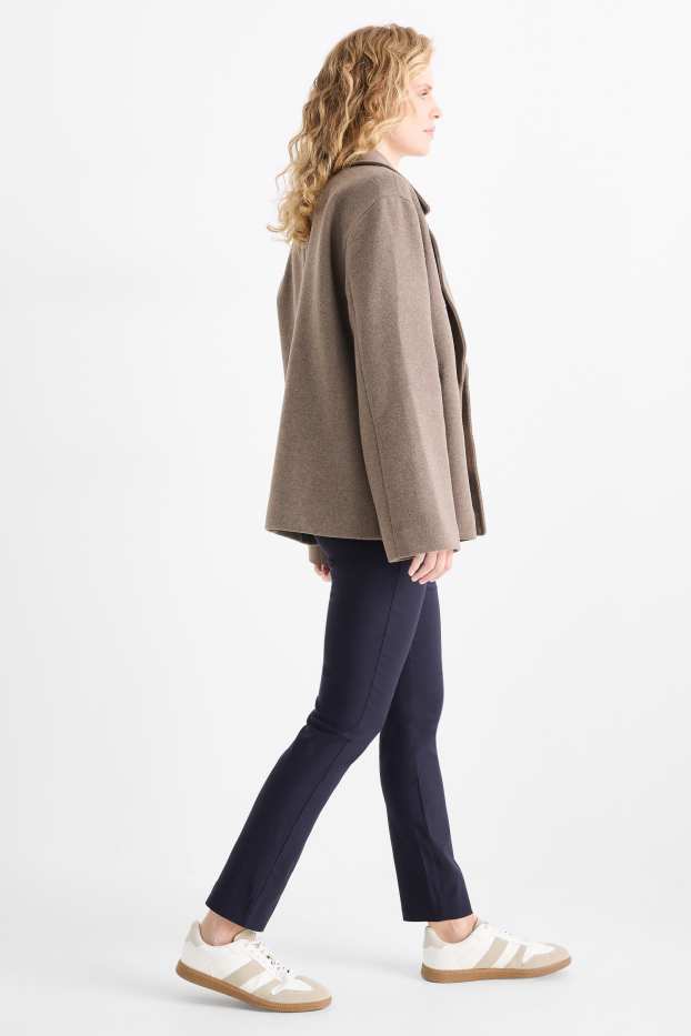 Femei - Pantaloni de stofă - talie medie - tapered fit - albastru închis