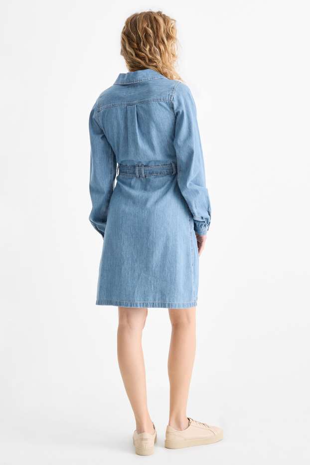 Damen - Jeans-Blusenkleid - jeansblau