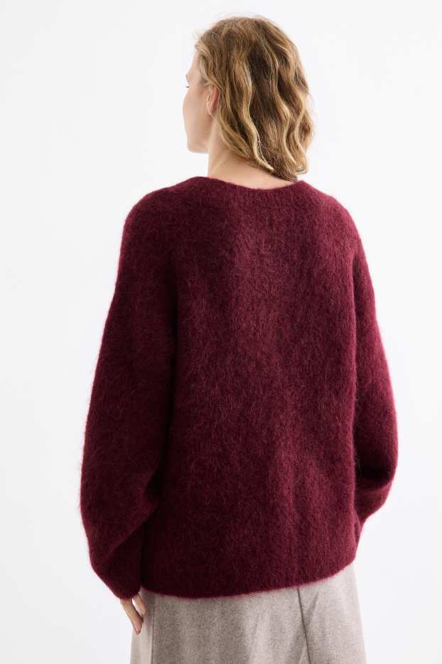 Femei - Pulover - amestec de lână alpaca - bordo