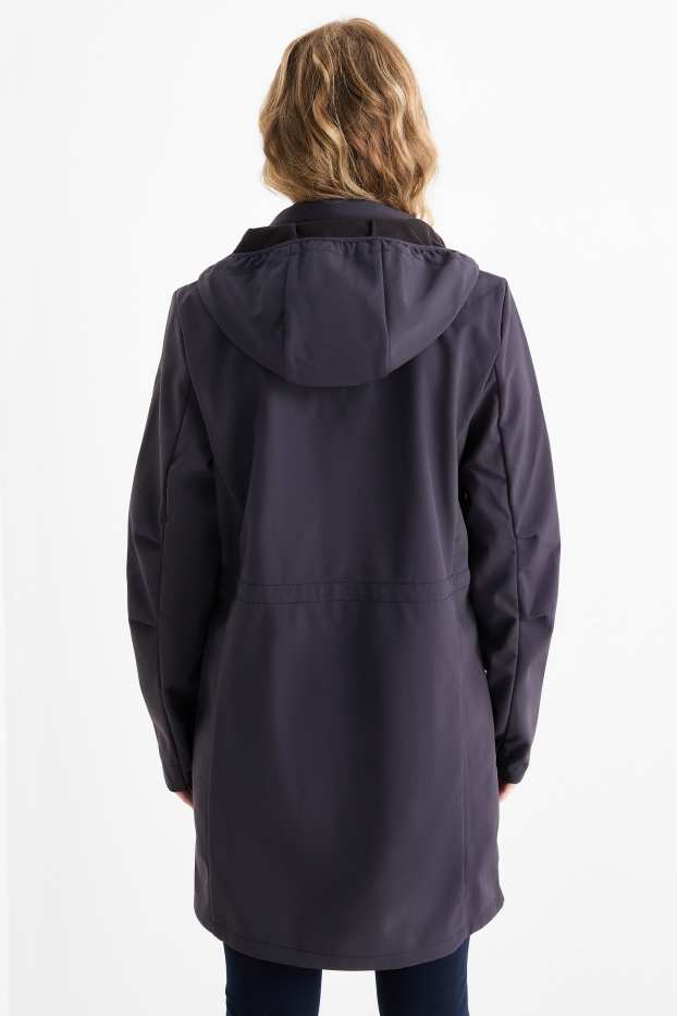 Dames - Softshellmantel met capuchon - waterafstotend - 4 Way Stretch - donkerblauw