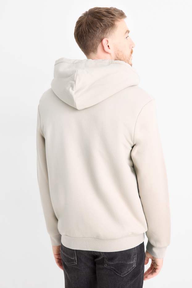 Uomo - Felpa con zip e cappuccio - foderato - beige chiaro
