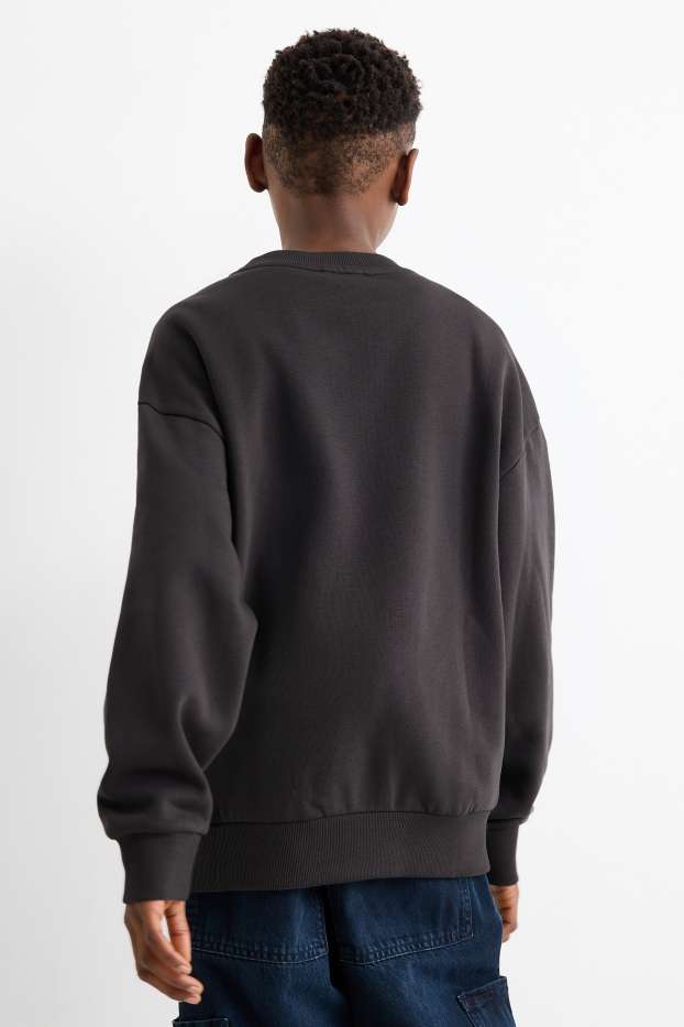 Copii - Băieți - Minge de baschet - bluză de molton cu motive de Crăciun - gri închis