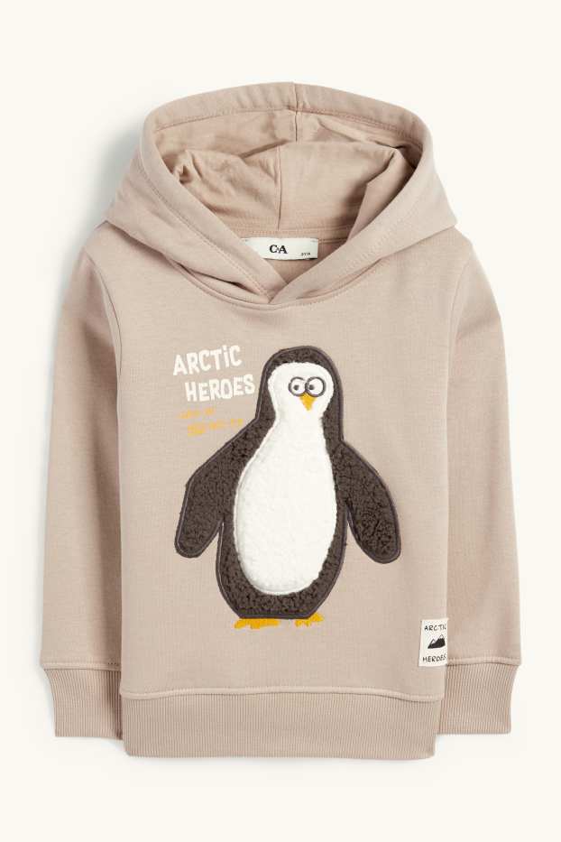 Enfants garçons - Pingouin - sweat à capuche - beige