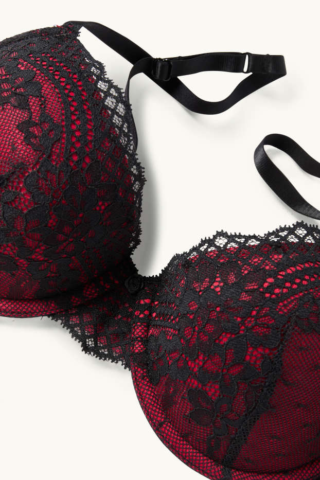 Femmes - Soutien-gorge avec armatures - DEMI - ampliforme - bordeaux / noir