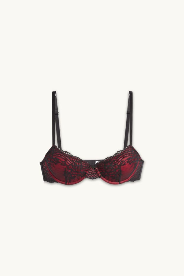 Femmes - Soutien-gorge avec armatures - DEMI - ampliforme - bordeaux / noir