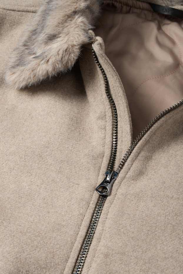 Uomo - Giacca con riporto di ecopelliccia - beige