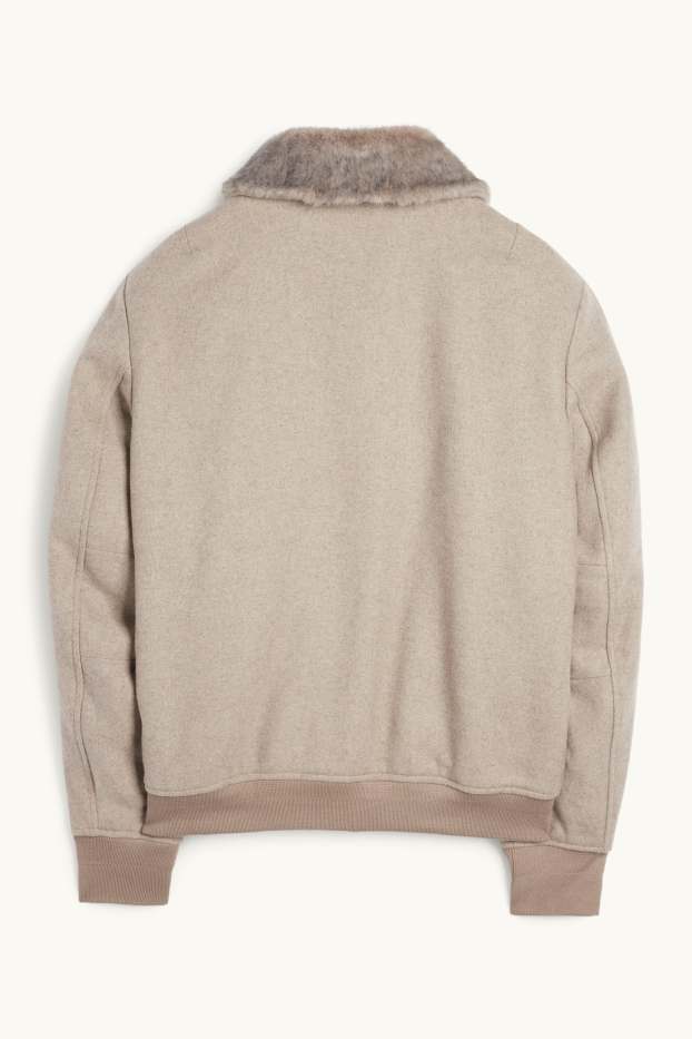 Uomo - Giacca con riporto di ecopelliccia - beige