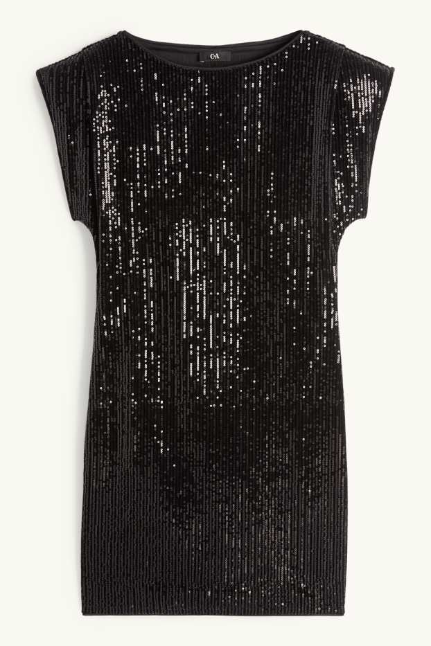 Dames - Pailletten - bodycon jurk - zwart