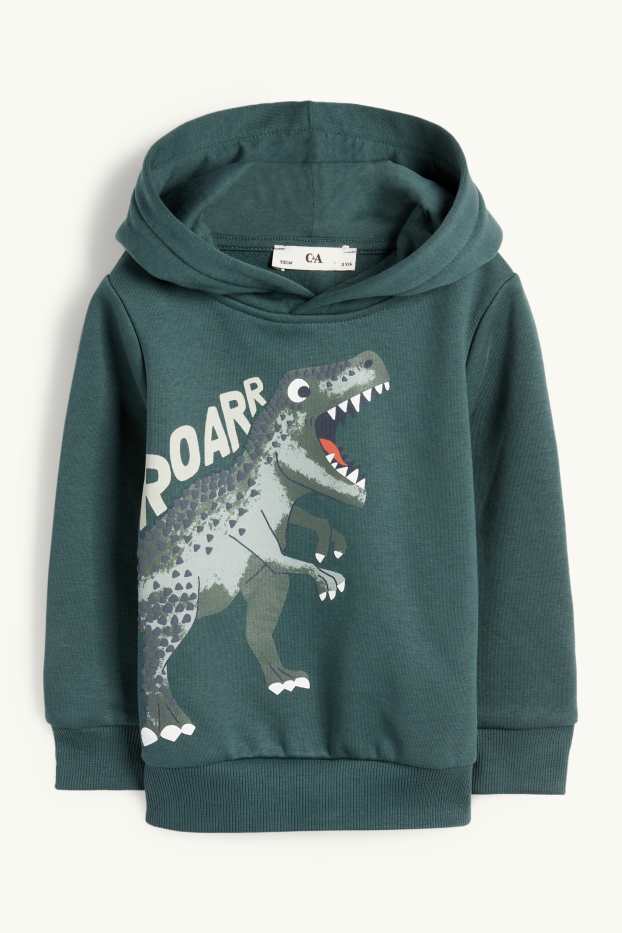 Děti - chlapci - Dinosaurus - mikina s kapucí - tmavozelená