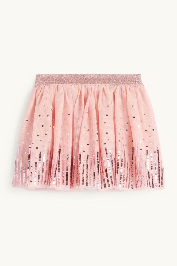Niñas - Falda con lentejuelas - rosa