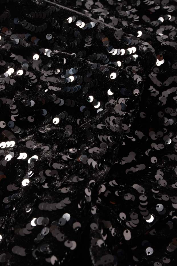 Damen - Pailletten-Shorts - High Waist - schwarz