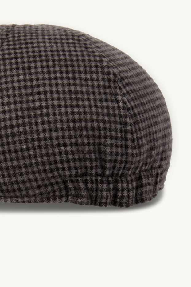 Hommes - Béret - à carreaux - gris foncé