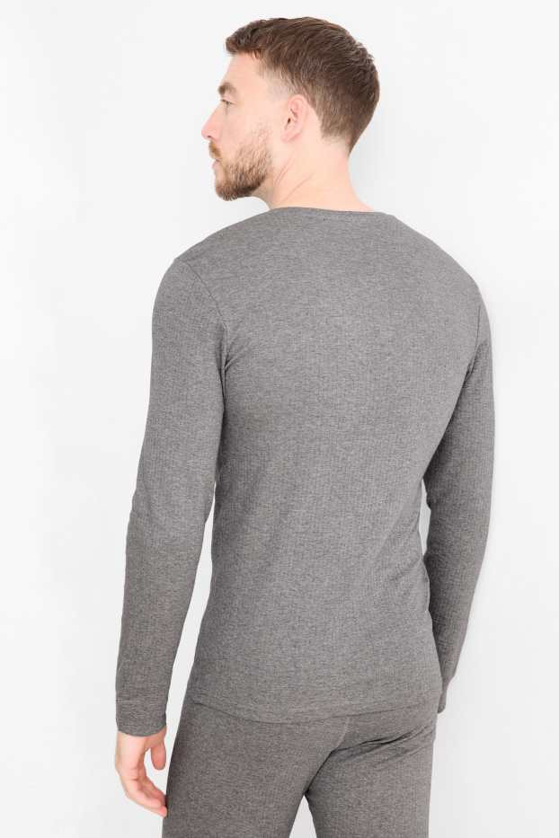 Uomo - Maglia intima - a coste - grigio