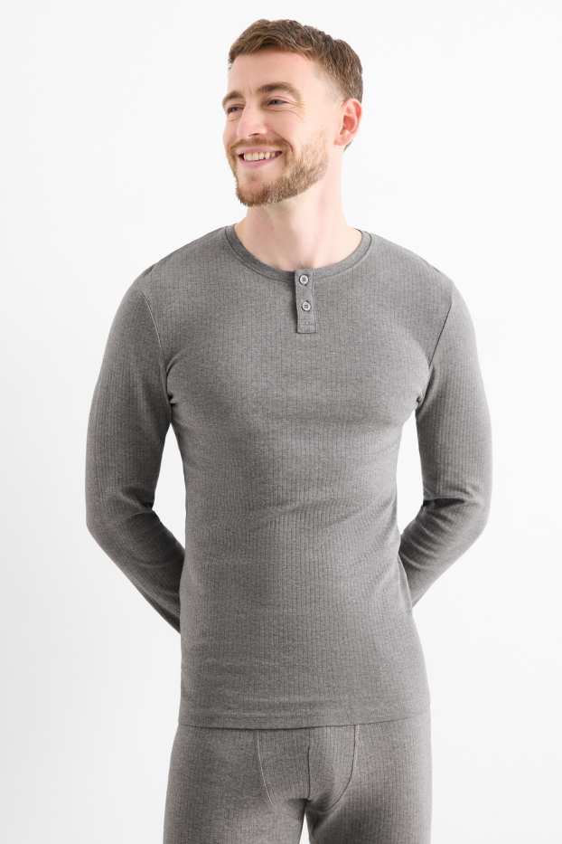 Uomo - Maglia intima - a coste - grigio