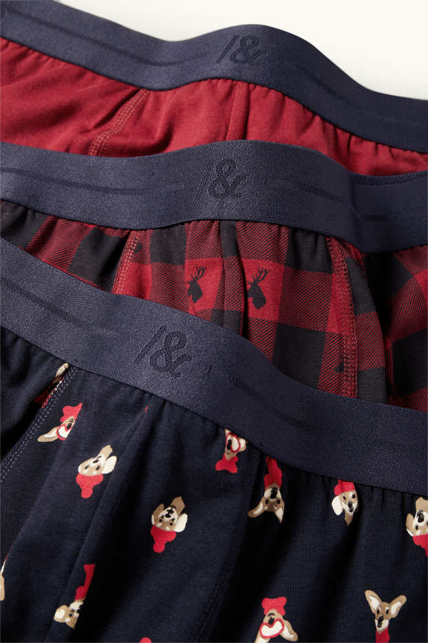Hommes - Lot de 3 - boxers de Noël - bleu foncé