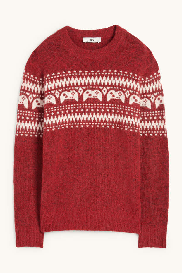 Kinderen: jongens - Gaming-controller - trui - met patroon - rood