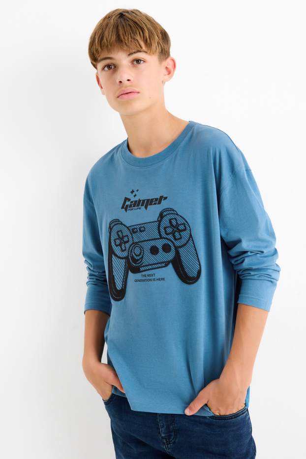 Enfants garçons - Controller jeux vidéo - haut à manches longues - bleu