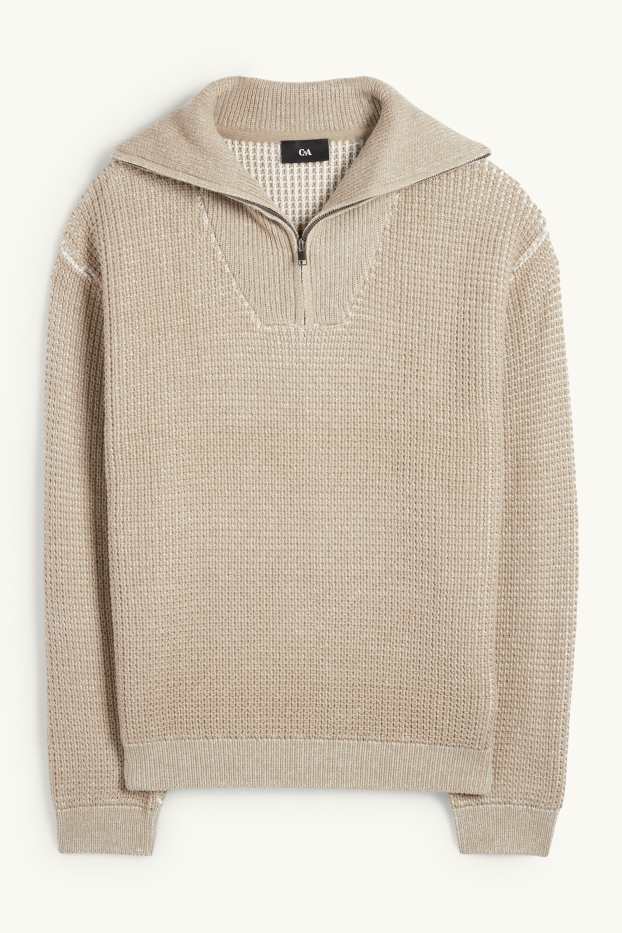 Herren - Pullover - strukturiert - beige