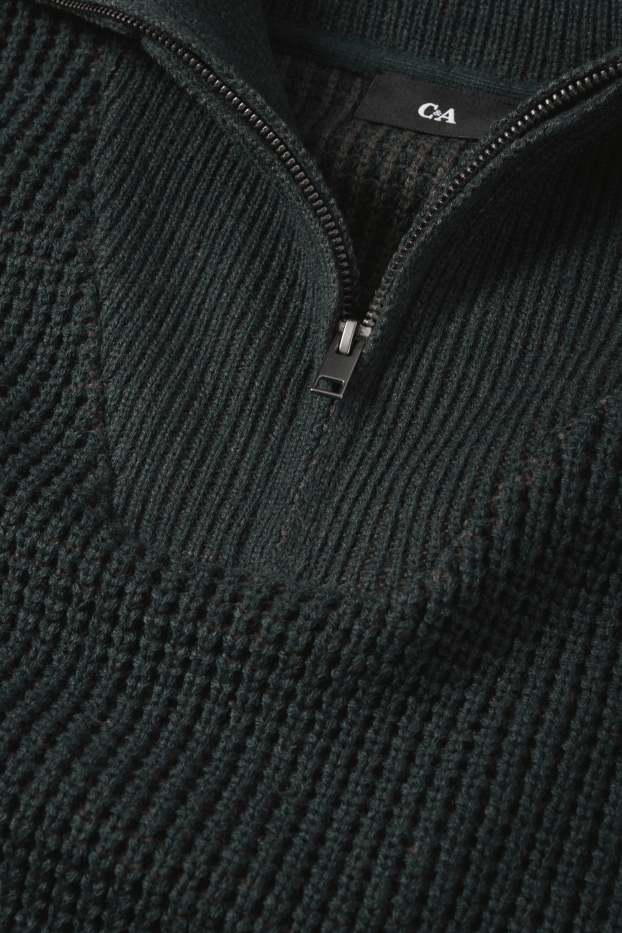 Men - Jumper - textured - dark green