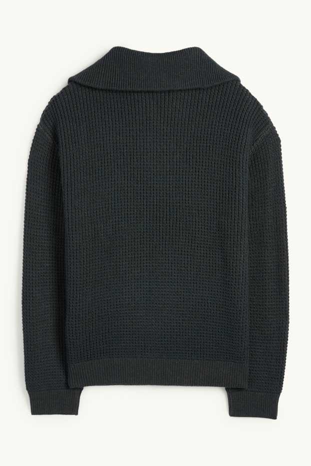 Men - Jumper - textured - dark green