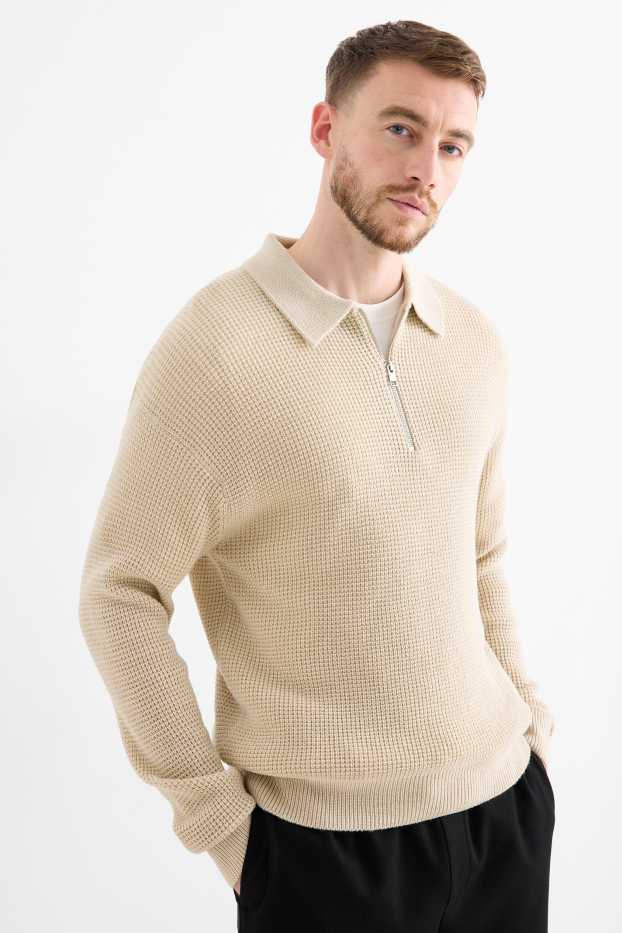 Herren - Pullover - strukturiert - beige