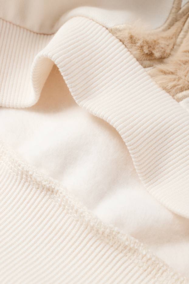 Copii - Fete - Căprioară - bluză de molton - alb-crem