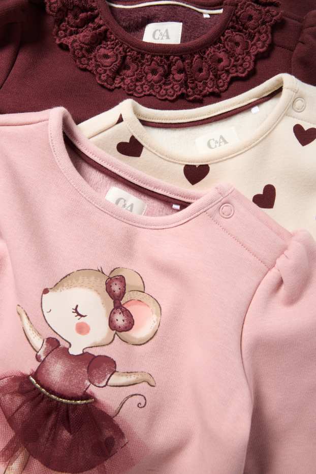 Bébés filles - Lot de 3 - ballerine et cœur - sweat bébé - rose