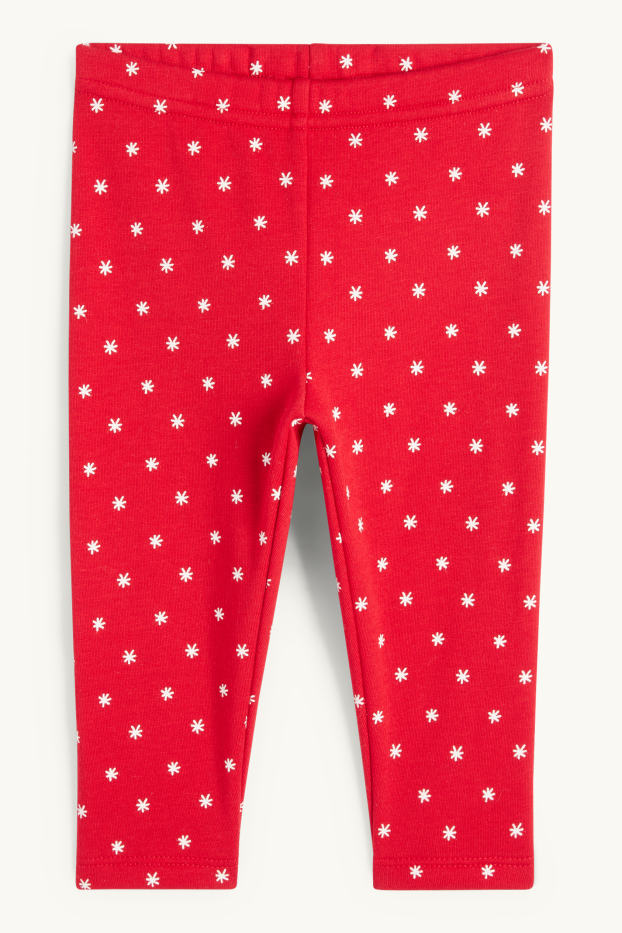 Bébés filles - Flocon de neige - Leggings chauds pour bébé - rouge