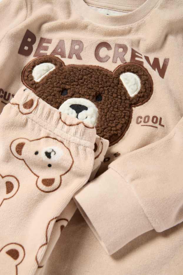 Děti - chlapci - Medvídek Teddy - zimní pyžamo - 2dílné - světle hnědá
