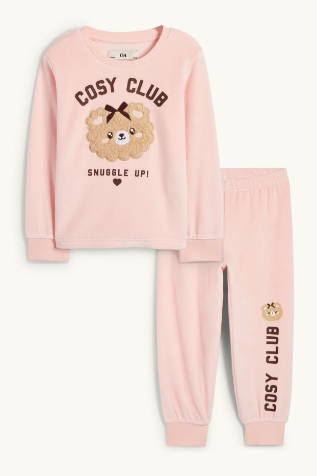 Kinder Mädchen - Pudel - Winterpyjama - 2 teilig - rosa