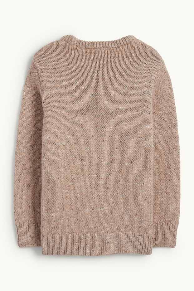 Kinder Jungen - Rentier - Weihnachtspullover - beige