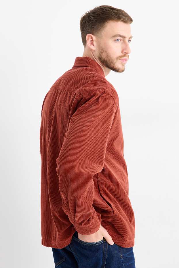 Hommes - Veste-chemise en velours côtelé - relaxed fit - col kent - orange