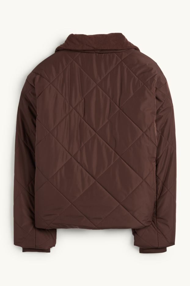 Women - Quilted jacket - dark brown