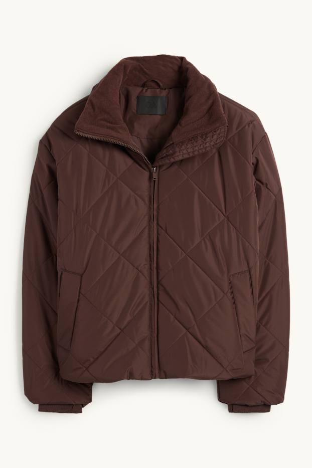 Women - Quilted jacket - dark brown
