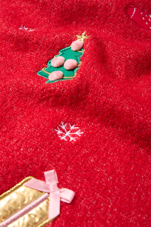 Kinder Mädchen - Set - Weihnachts-Kleid und Strumpfhose - 2 teilig - rot