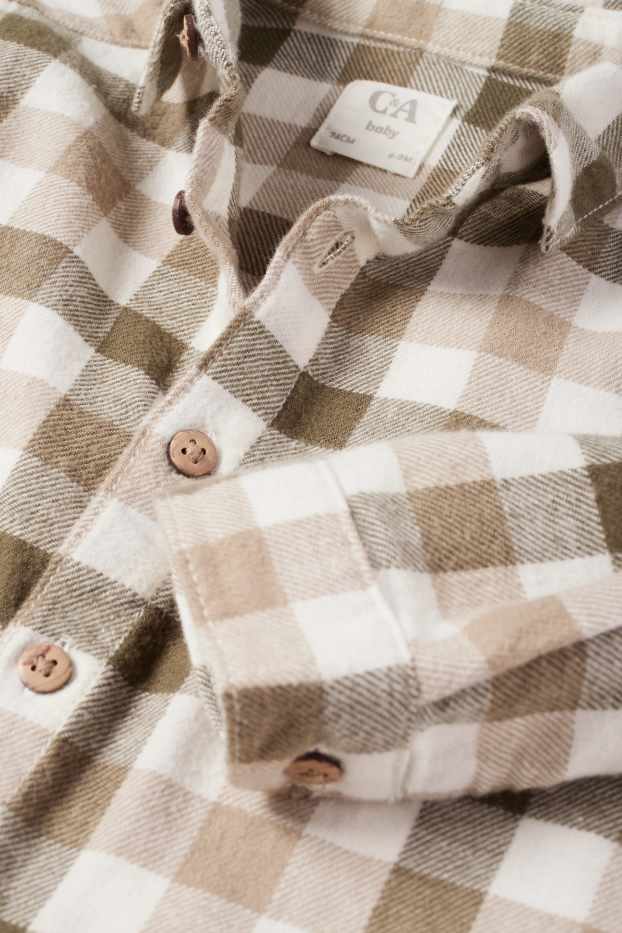 Miminka - chlapci - Flanelová košile pro miminka - kostkovaná - tmavošedá
