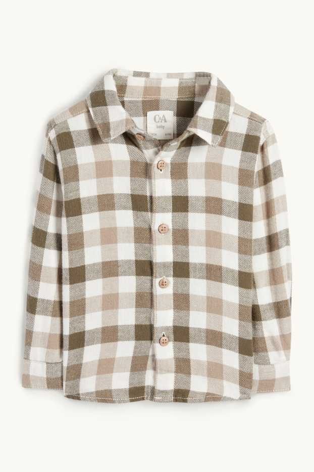 Miminka - chlapci - Flanelová košile pro miminka - kostkovaná - tmavošedá