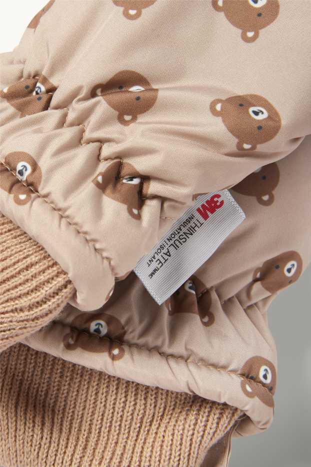 Bebeluși - fete - Ursuleț - mănuși cu un deget bebeluși - căptușite - bej